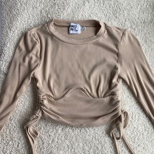 Princess Polly long sleeve nude crop top US 6